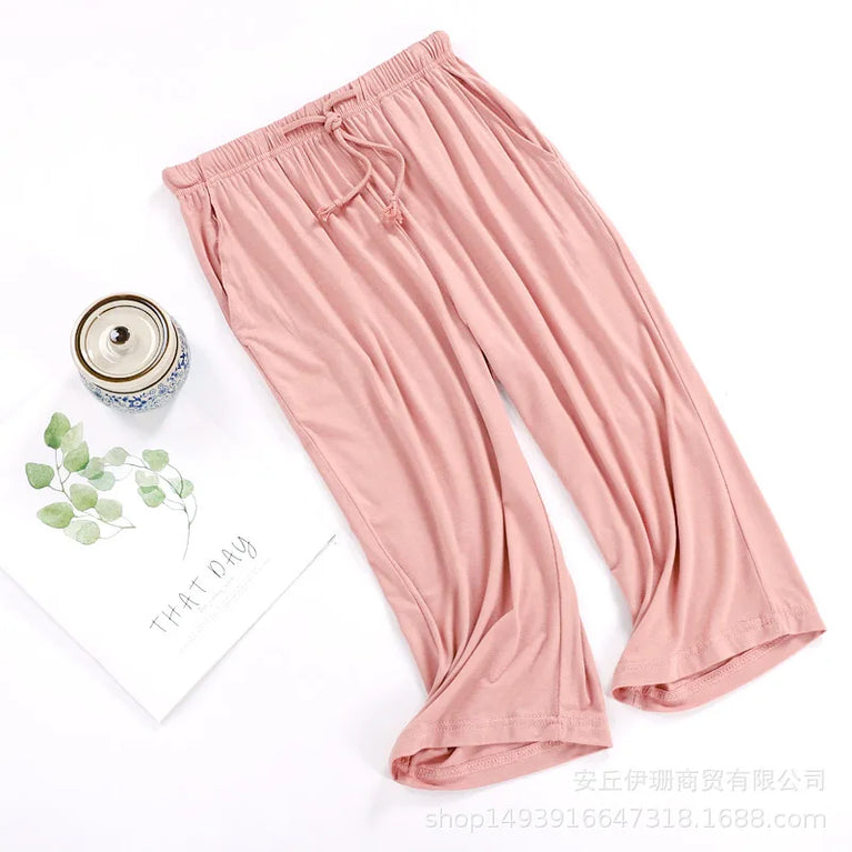 Cropped Pajama Pants | Soft Summer Home Trousers