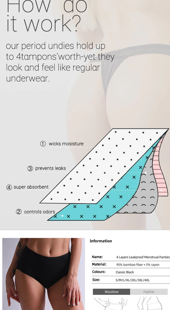 4-Layer Leakproof Period Briefs | High-Rise Absorbent Lingerie