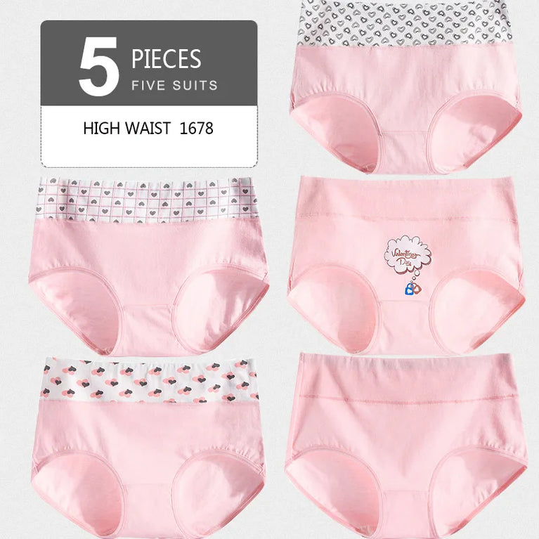 5pc High-Waist Cotton Briefs | Lace Body Shaper Set