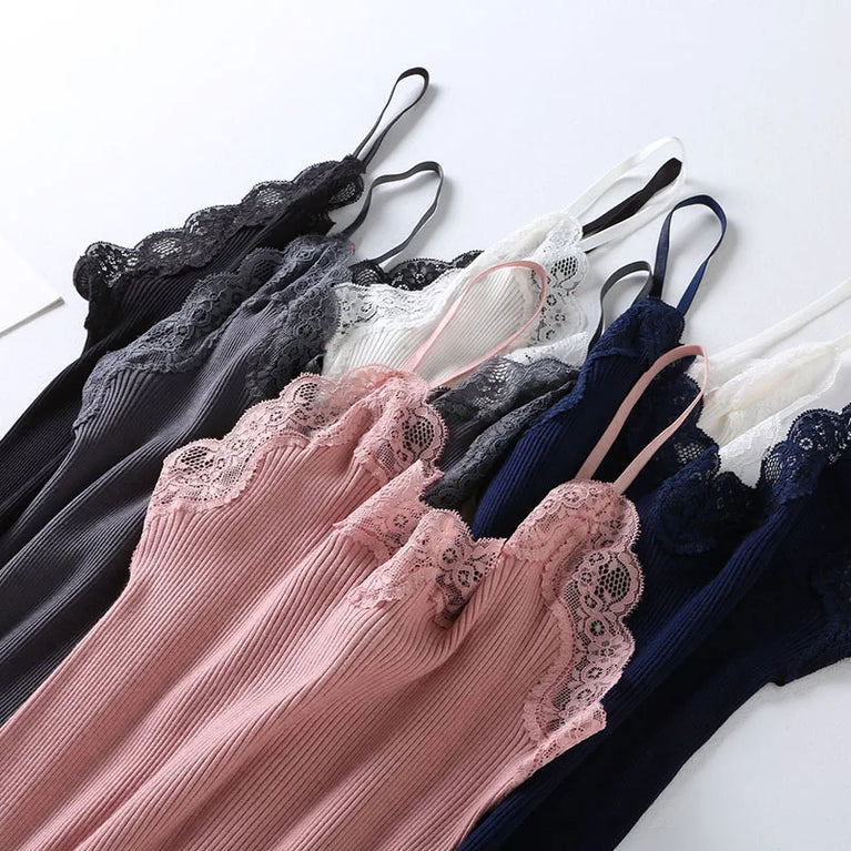 Silk-Cotton Camisole | Soft Lace Knitted Base Layer