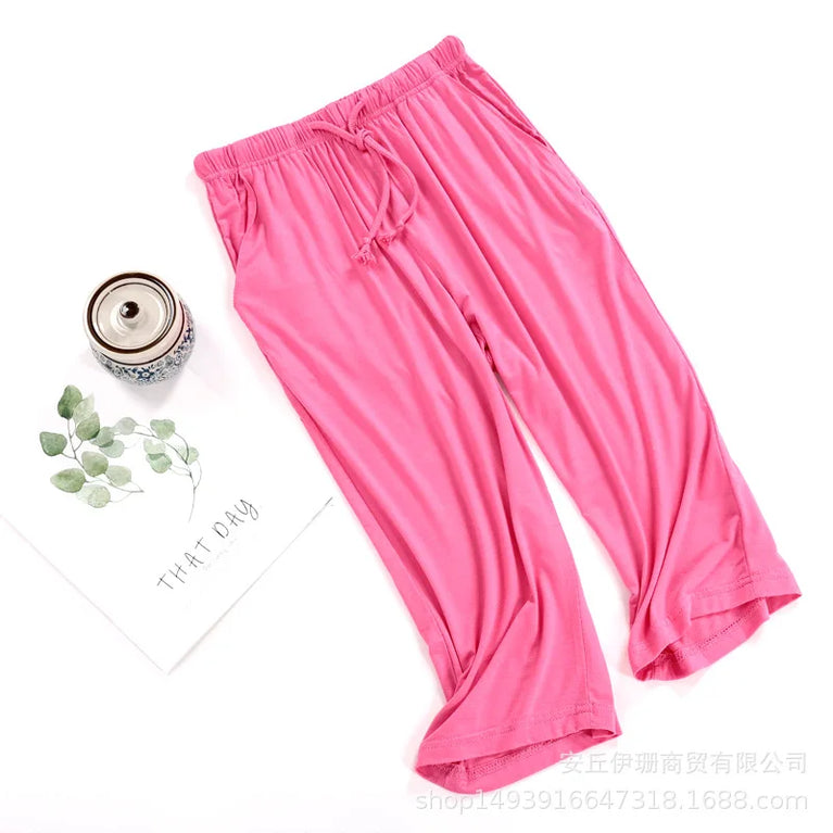 Cropped Pajama Pants | Soft Summer Home Trousers