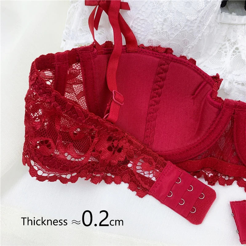 1/2 Half Cup Bras For The Second Skin Floral Embroidery Half-Cup Bra – Elegant Underwire LiftWomen Plus Size Lingerie Red Thin Underwear Cotton Sexy Push Up Balconette Bra Top Black White A B C D Cup