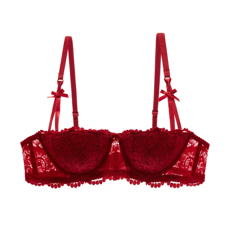 1/2 Half Cup Bras For The Second Skin Floral Embroidery Half-Cup Bra – Elegant Underwire LiftWomen Plus Size Lingerie Red Thin Underwear Cotton Sexy Push Up Balconette Bra Top Black White A B C D Cup