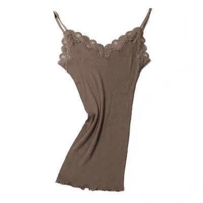 Silk-Cotton Camisole | Soft Lace Knitted Base Layer