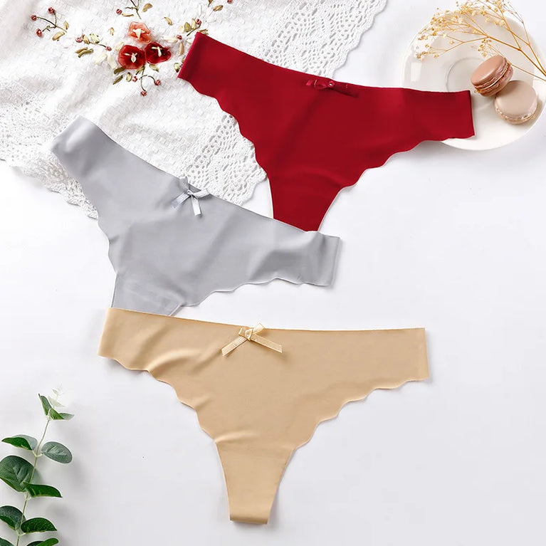 Seamless Low-Waist G-String Set | Leopard Pattern Cotton-Lined Thongs