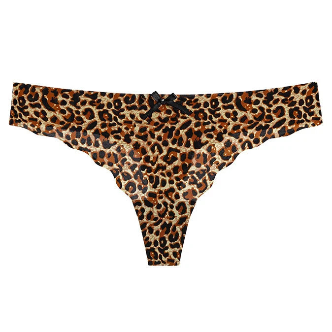 Seamless Low-Waist G-String Set | Leopard Pattern Cotton-Lined Thongs