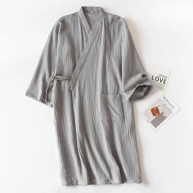Cotton Crepe Robe | Japanese Summer Kimono-Dressing Gowns