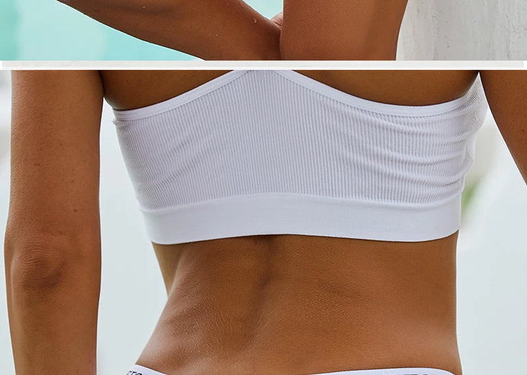 4pc Cotton Bikini Set | Lace Trim Brazilian Briefs