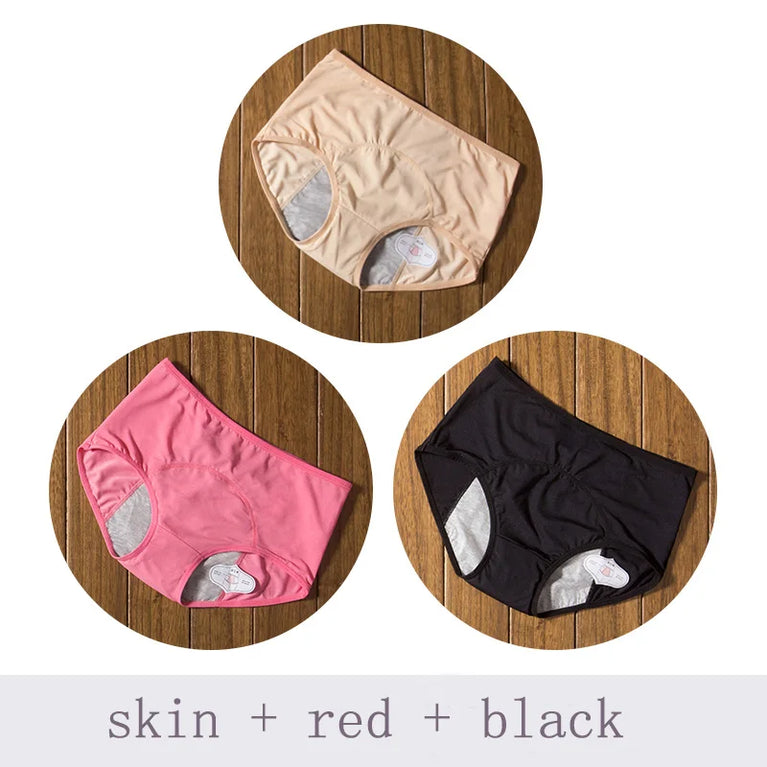 Leak-Proof Menstrual Briefs (3-Pack) – High-Rise Full Coverage Period & Incontinence Underwear