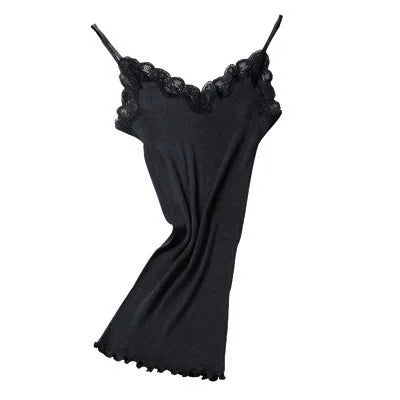 Silk-Cotton Camisole | Soft Lace Knitted Base Layer