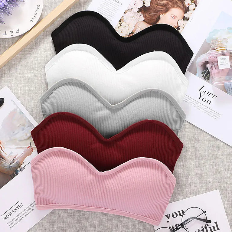 Strapless Push-Up Invisible Bra – Seamless Bandeau with Transparent Straps