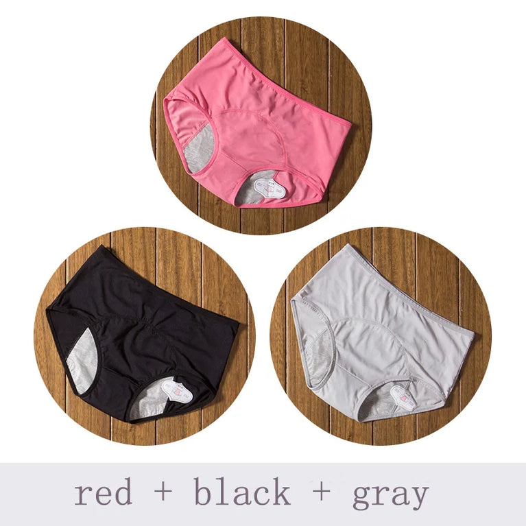 Leak-Proof Menstrual Briefs (3-Pack) – High-Rise Full Coverage Period & Incontinence Underwear