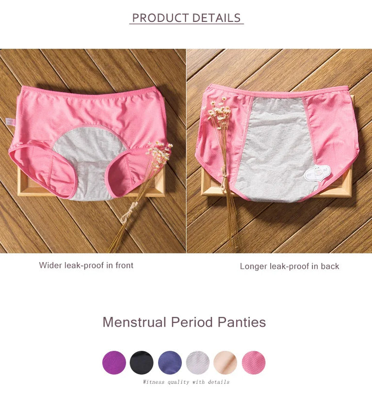 Leak-Proof Menstrual Briefs (3-Pack) – High-Rise Full Coverage Period & Incontinence Underwear