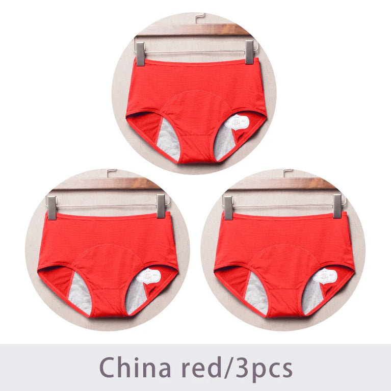 Leak-Proof Menstrual Briefs (3-Pack) – High-Rise Full Coverage Period & Incontinence Underwear