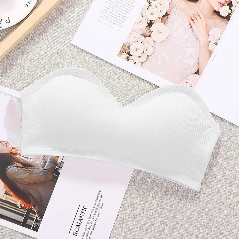 Strapless Push-Up Invisible Bra – Seamless Bandeau with Transparent Straps
