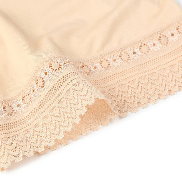 Plus Size Ice Silk Safety Shorts | Seamless Lace-Trim Under-Shorts