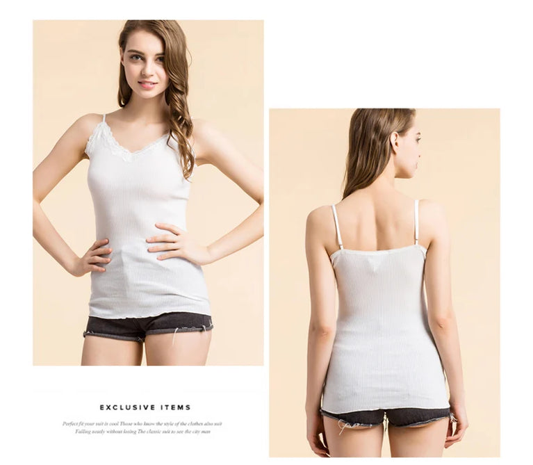 Silk-Cotton Camisole | Soft Lace Knitted Base Layer