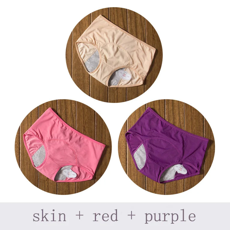Leak-Proof Menstrual Briefs (3-Pack) – High-Rise Full Coverage Period & Incontinence Underwear