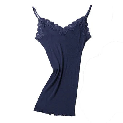 Silk-Cotton Camisole | Soft Lace Knitted Base Layer