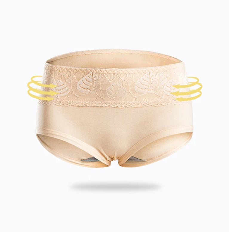 5pc High-Waist Cotton Briefs | Lace Body Shaper Set