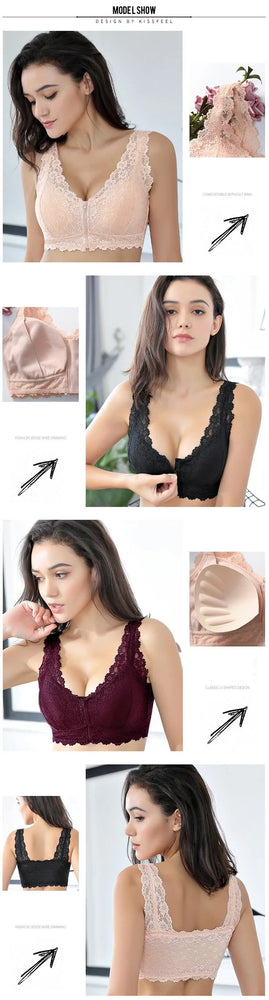 Front-Zipper Recovery Bra – Wire-Free Lace Support