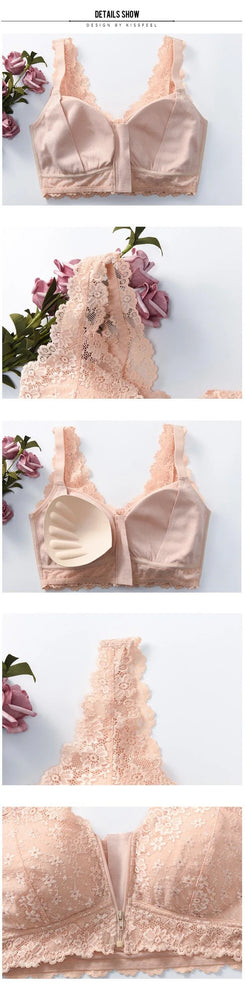 Front-Zipper Recovery Bra – Wire-Free Lace Support