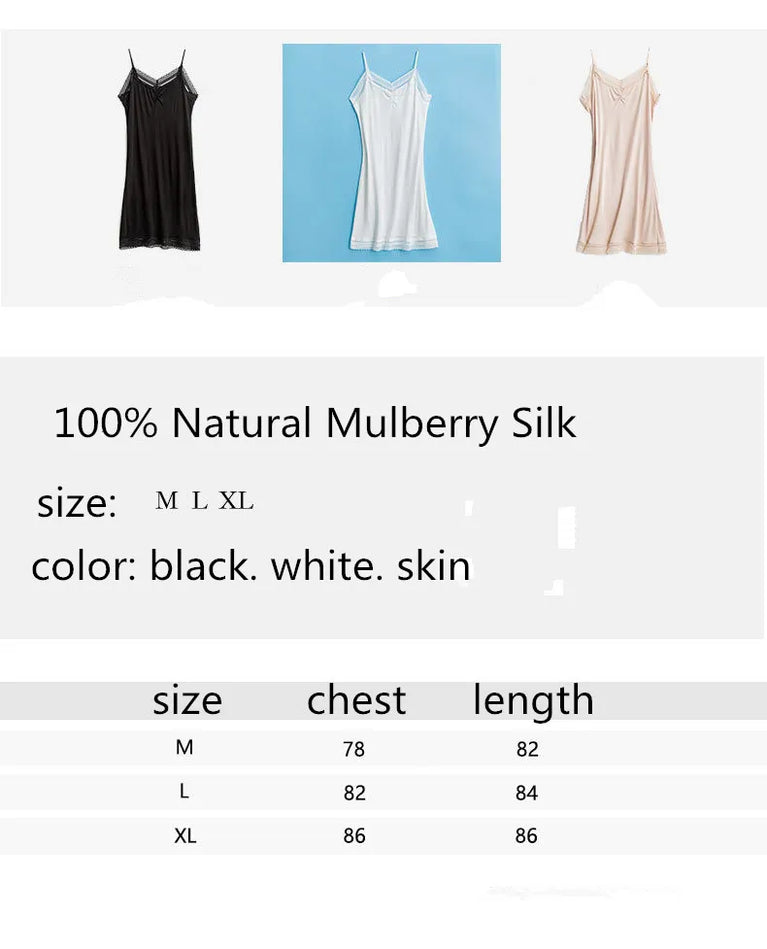 100% Natural Mulberry Silk Nightgown | Seamless Full Slip