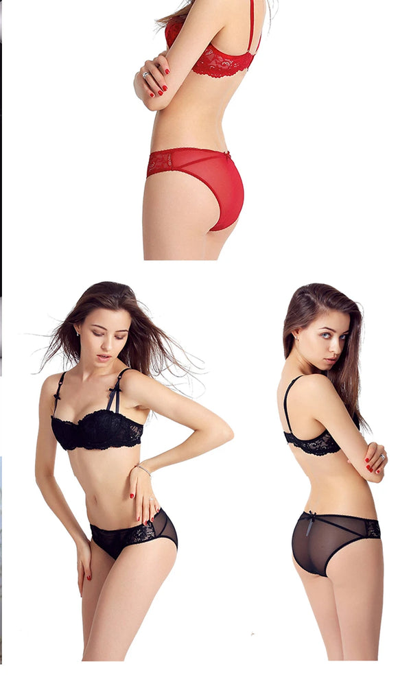 1/2 Half Cup Bras For The Second Skin Floral Embroidery Half-Cup Bra – Elegant Underwire LiftWomen Plus Size Lingerie Red Thin Underwear Cotton Sexy Push Up Balconette Bra Top Black White A B C D Cup