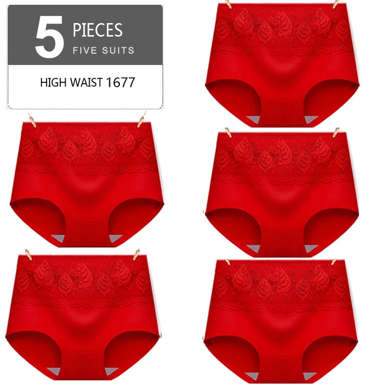 5pc High-Waist Cotton Briefs | Lace Body Shaper Set