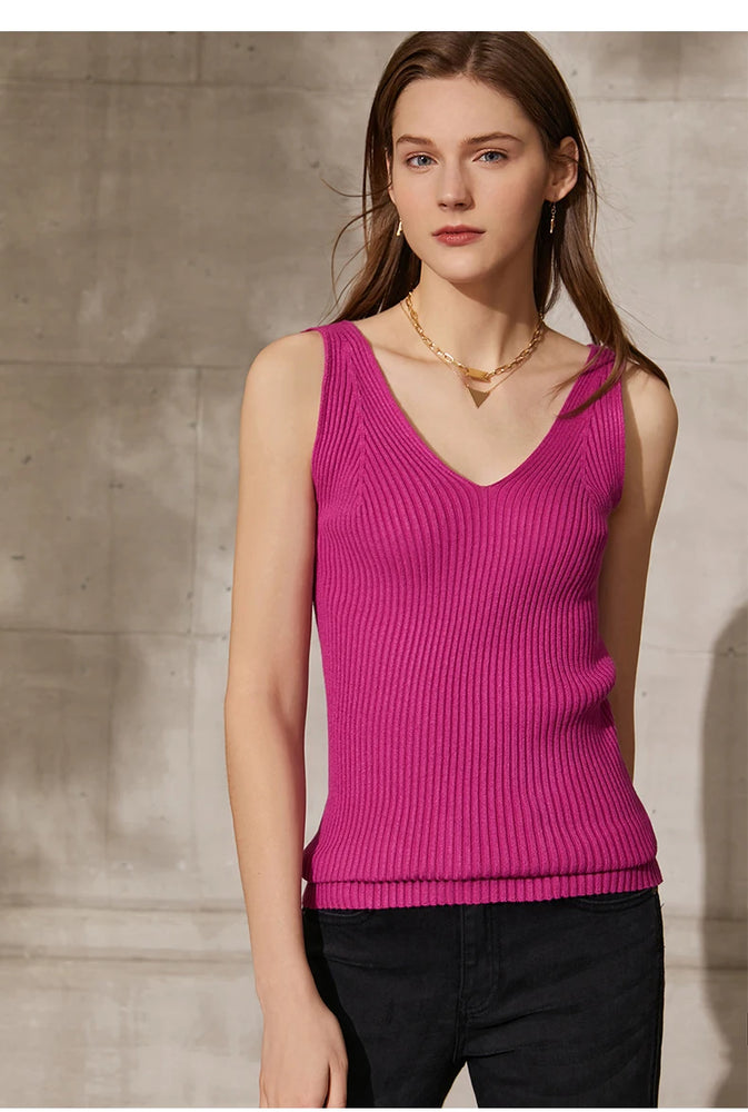 Minimalism V-Neck Knitted Camisole | Office Lady Tank
