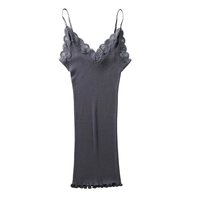 Silk-Cotton Camisole | Soft Lace Knitted Base Layer
