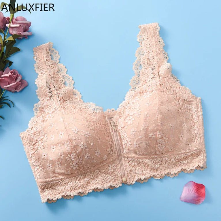 Front-Zipper Recovery Bra – Wire-Free Lace Support