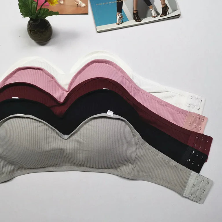 Strapless Push-Up Invisible Bra – Seamless Bandeau with Transparent Straps