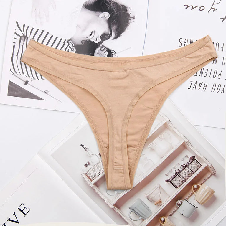 Seamless Low-Waist G-String Set | Leopard Pattern Cotton-Lined Thongs