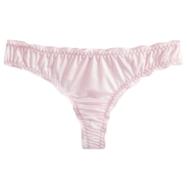 Seamless Ice Silk G-String Thong with Scalloped Edge – Thin Breathable Summer Panties for Women