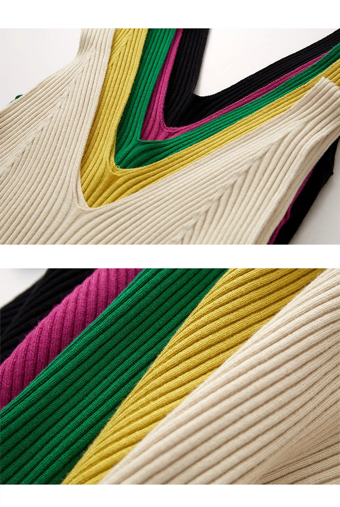 Minimalism V-Neck Knitted Camisole | Office Lady Tank