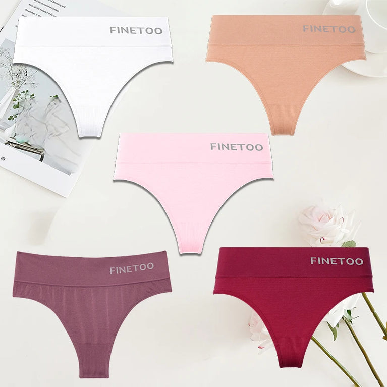 5-Pcs High-Waist Stretchy Thongs – Breathable Seamless G-String Set for Women (M-2XL)