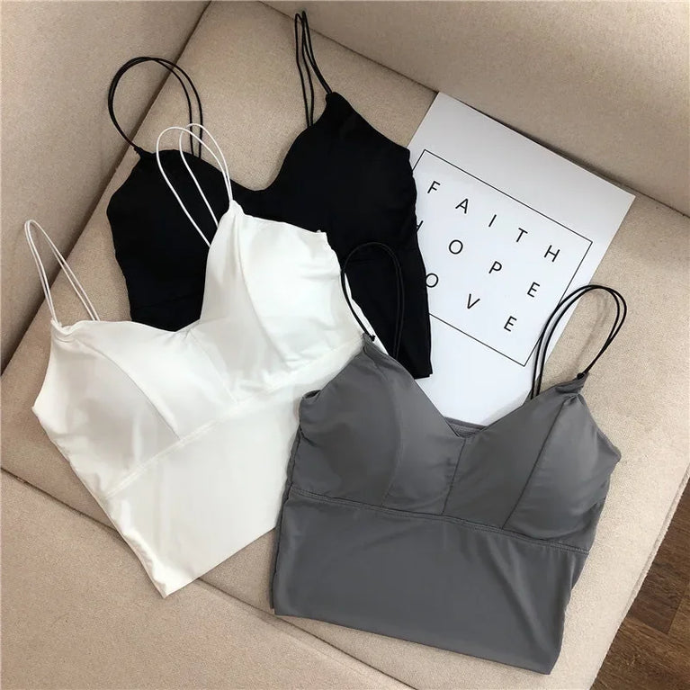 Sexy Ice Silk Camisole & Crop Top – Breathable Summer Comfort