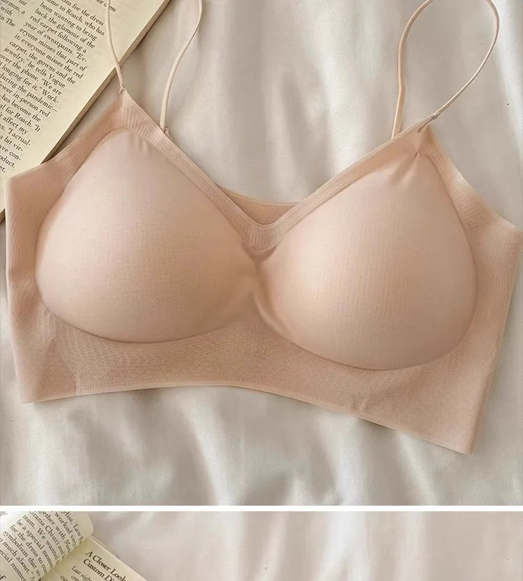 Summer V-Neck Seamless Bralette | Gathered No-Trace Comfort