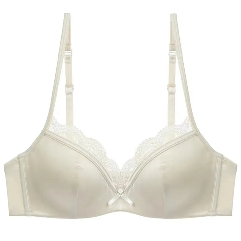 Satin Seamless V-Bra | Wireless Lace Push-Up Bralette