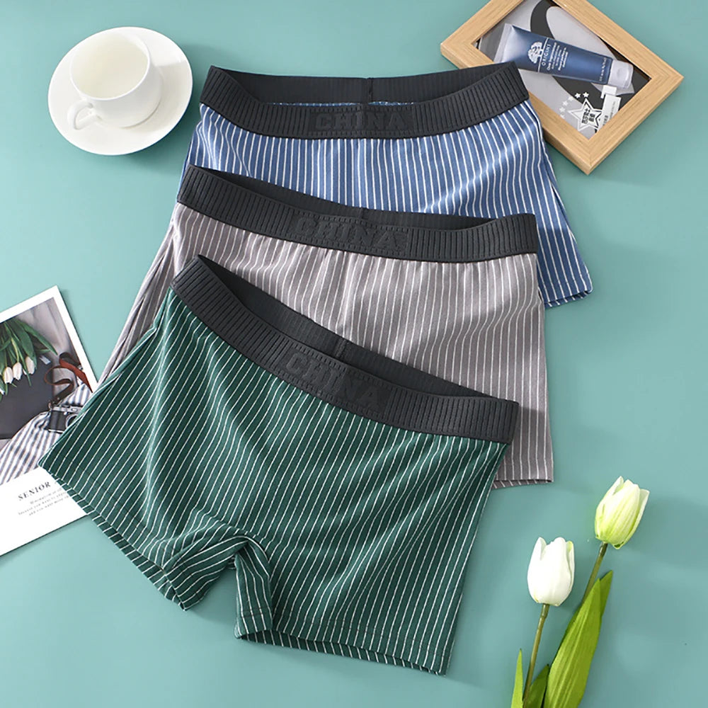 Striped Cotton Boyshorts (3-Pack) – Mid-Rise Breathable Seamless Underwear