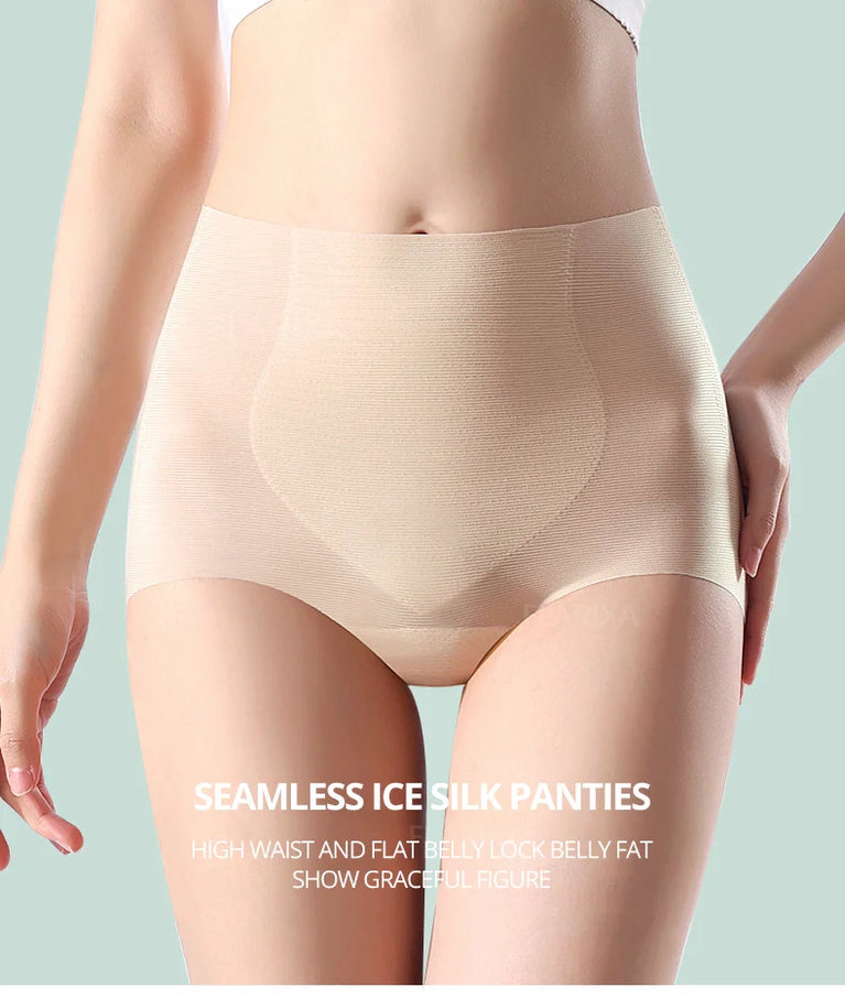 High-Waist Seamless Ice Silk Panties | Tummy Control Shaper