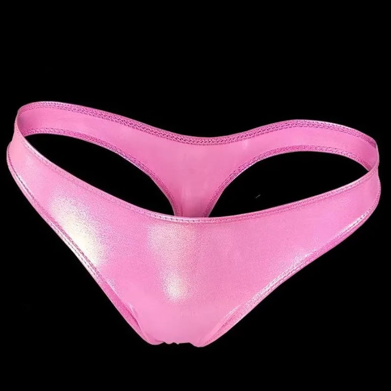 Glossy Gradient Bikini Thongs – Low-Rise Vibrant Swim & Beach G-Strings
