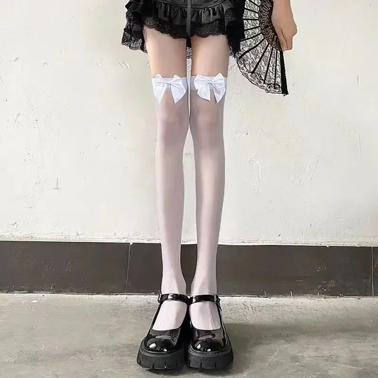 Women Over The Knee Lace Thigh High Socks Transparent Hosiery