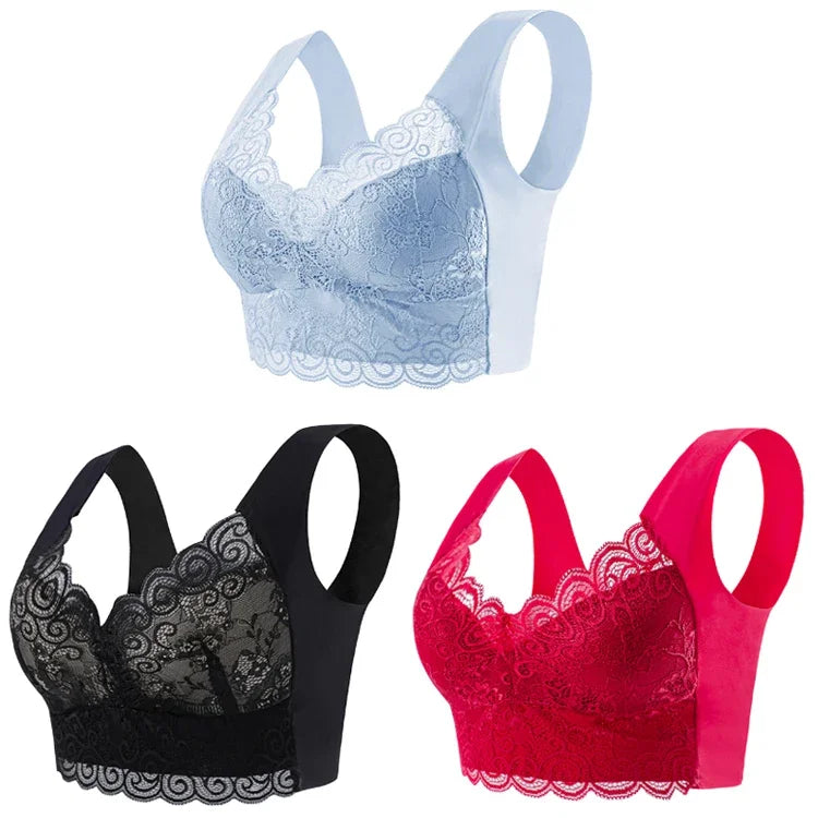 Ice Silk Seamless Lace Bralette | Wire-Free Vest Support