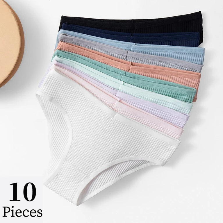 10pc Soft Cotton Briefs | Sexy Breathable Low-Waist Set