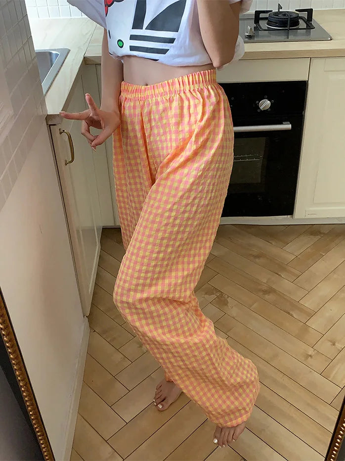 Loose Plaid Pajama Pants | Thin Summer Home Trousers