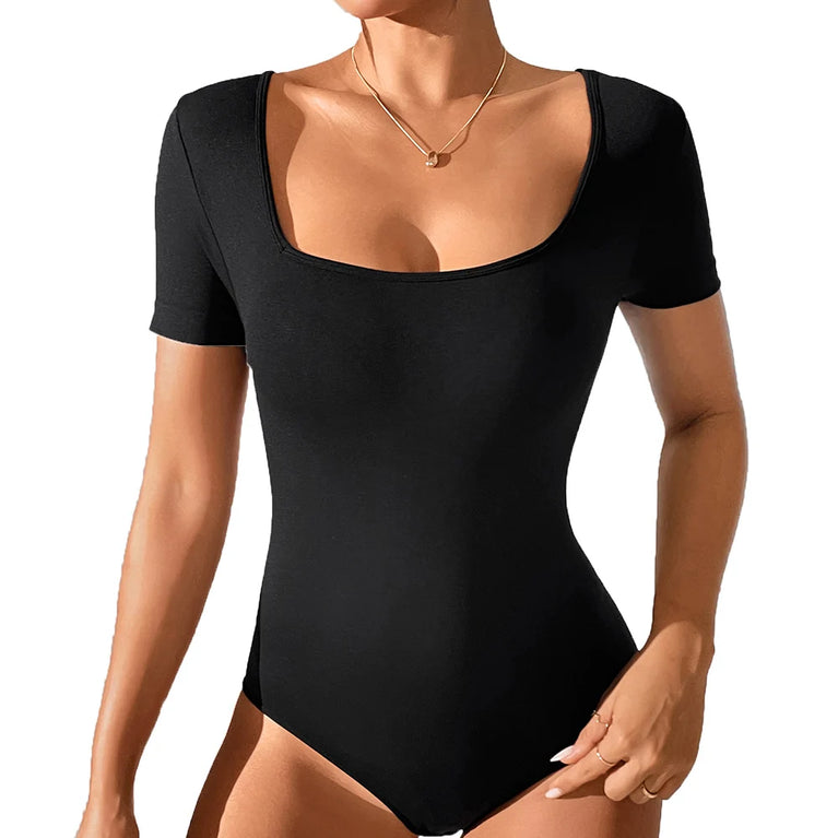 Short Sleeve Solid Bodysuit | Summer Streetwear Slim-Fit Body