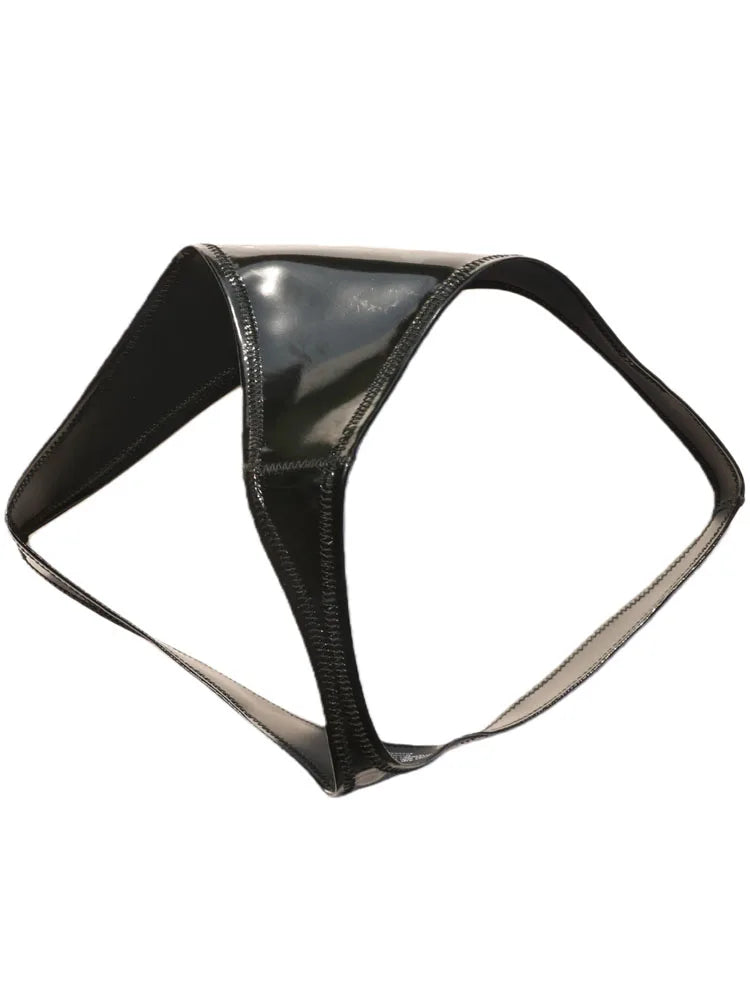 Reversible PU Leather Bikini Briefs – Wet Look Shiny & Matte Dual-Finish Low-Rise Sexy Panties