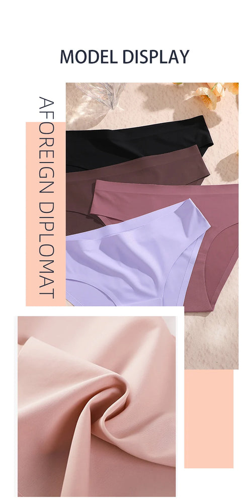 Sexy Ice Silk Women's Underwear – Low-Waist Seamless Invisible Briefs